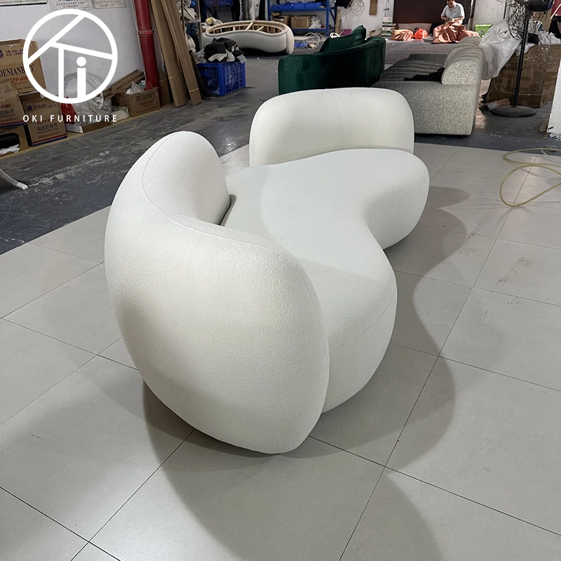 Modern Custom Elegant White Boucle Soft Couch 3 Seat Sofas For Living Room for home luxury Sofa Set