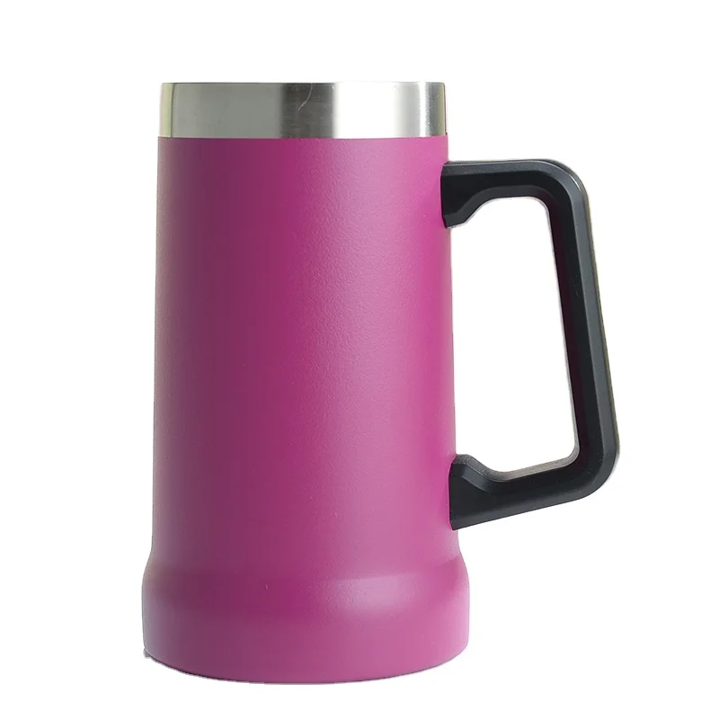 Custom logo 24oz 710ml vacuum heated double wall Big Stein stainless steel Beer Stan Growler mug with handle