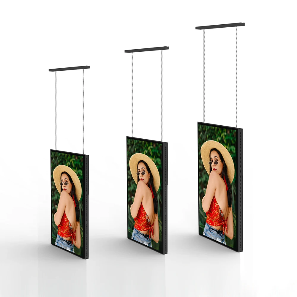 Super Narrow Bezel wall mounted ceiling hang 32 43 49 55 65 inch High Bright Display Shop Window Facing LCD Advertising Player