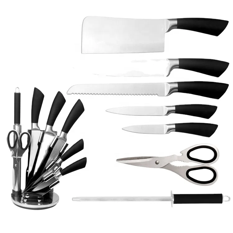 8 шт. хорошего качества в подарочной упаковке для нержавеющая сталь кухонный нож шеф-повара ножи TPR мягкая на ощупь Набор ножей с блока цилиндров