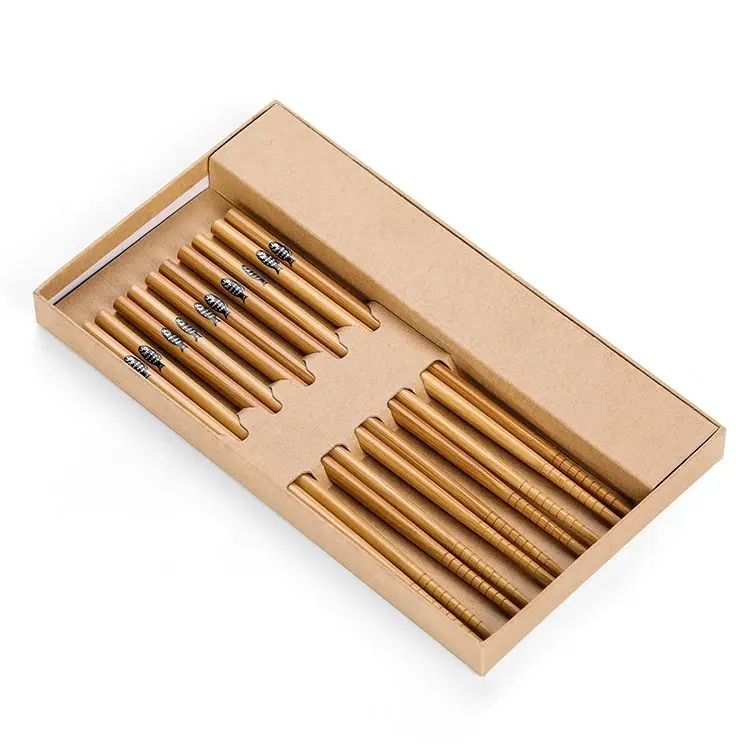 Round 20cm Round Japanese Style 5 Pair Bamboo Chopstick Gift Set With Box