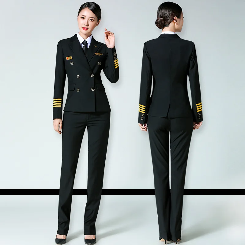 Captain uniform female security concierge aviation pilot professional work suit jacket