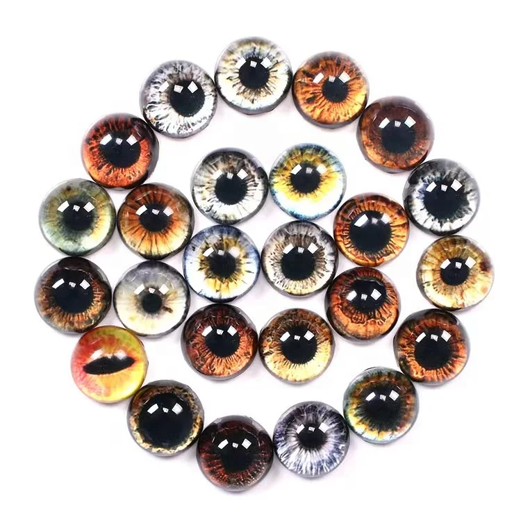8mm Halloween Glass Dragon Eye Half Round Glass Dome Cabochon Mixed Style Doll Eyes Glass for Dolls Props Fursuits DIY Jewelry
