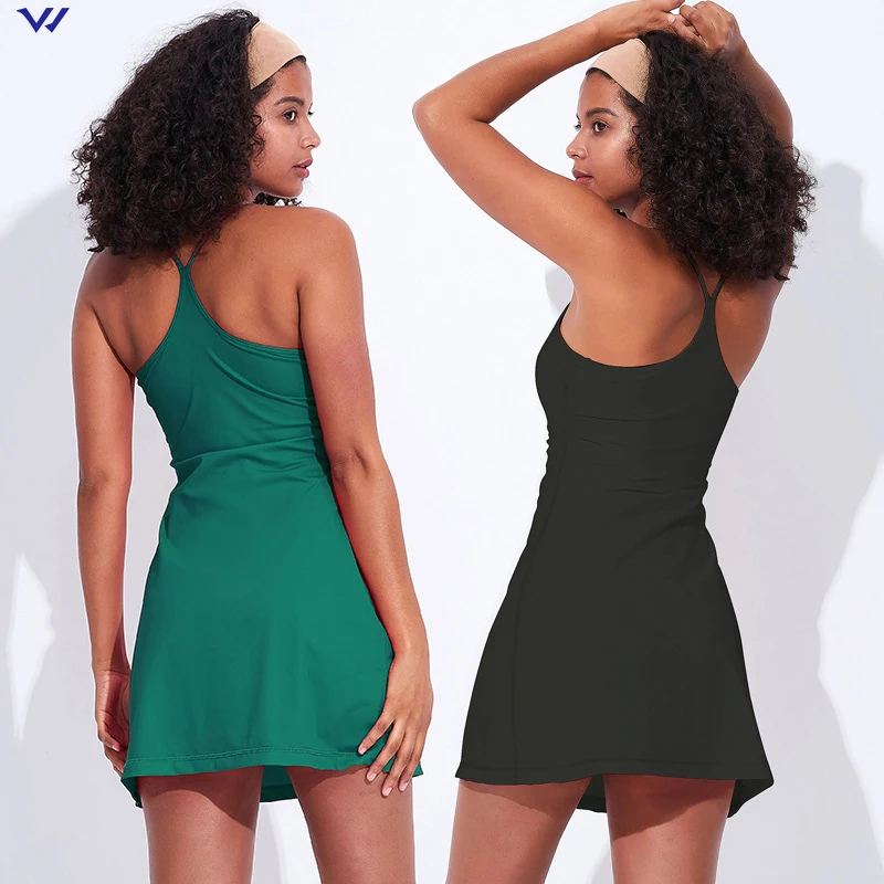 Wholesale cheap women spaghetti strap style women solid color tennis wear dress