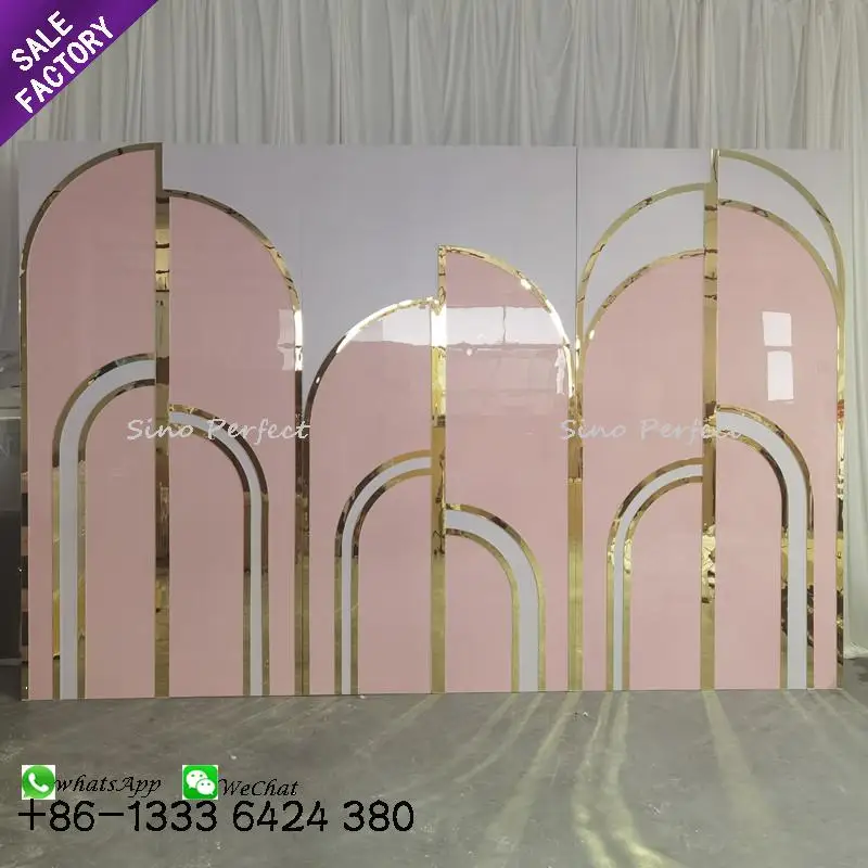 Sino Perfect Decoration Event Supplies Square Wedding Backdrop Wall Wedding Acrylic Pink Wedding Backgrounds For Sale