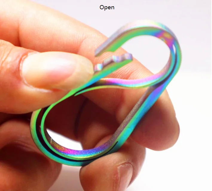 Camping Tool Gear Quick Release edc titanium stainless steel carabiner Clip with bottle openers