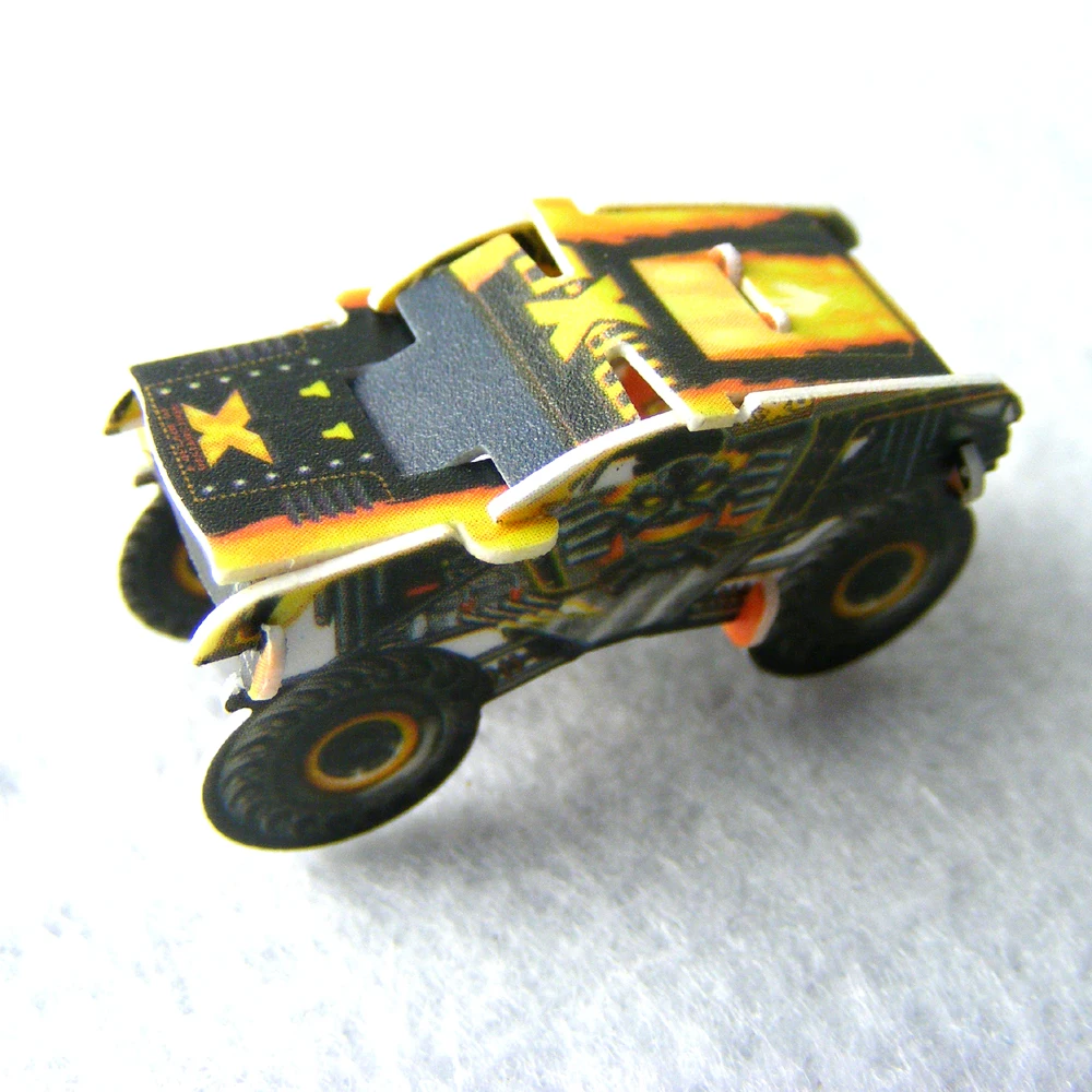 OEM customized personality 3D cartoon toy car plastic puzzle
