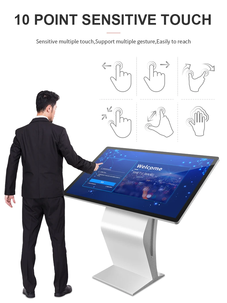 Interactive info wayfinding kiosk 32 43 49 55 65 inch lcd display touchscreen airport self service check in kiosk