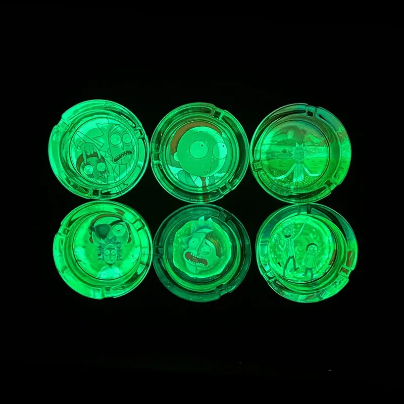 custom logo Wholesale Rectangle Skull Square round Glow In dark Ashtray Clear Crystal Custom Glass Ashtray