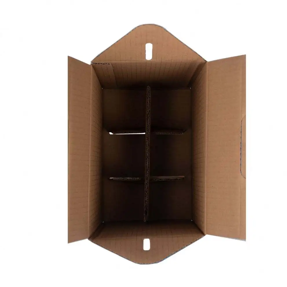 high quality customized logo 6 bottle wine corrugated cardboard box six pack beer box