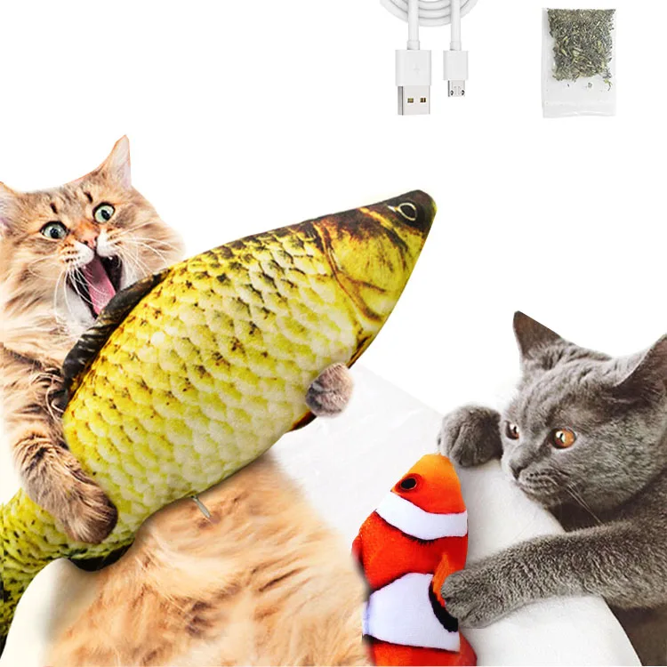 Wholesale Amazon Best USB Charging Plush Fish Toy,Electric Simulation Fish Interactive Floppy Smart cat fish toy