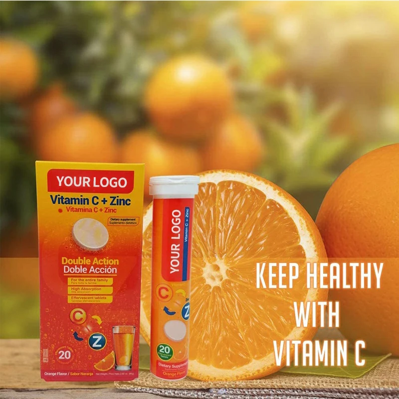 Private label Energy vitamin supplement Vitamin C 1000mg orange flavor effervescent tablet for immune supporting