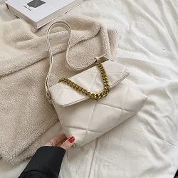 Retro diamond simple chain all-match trendy PU soft leather women handbags