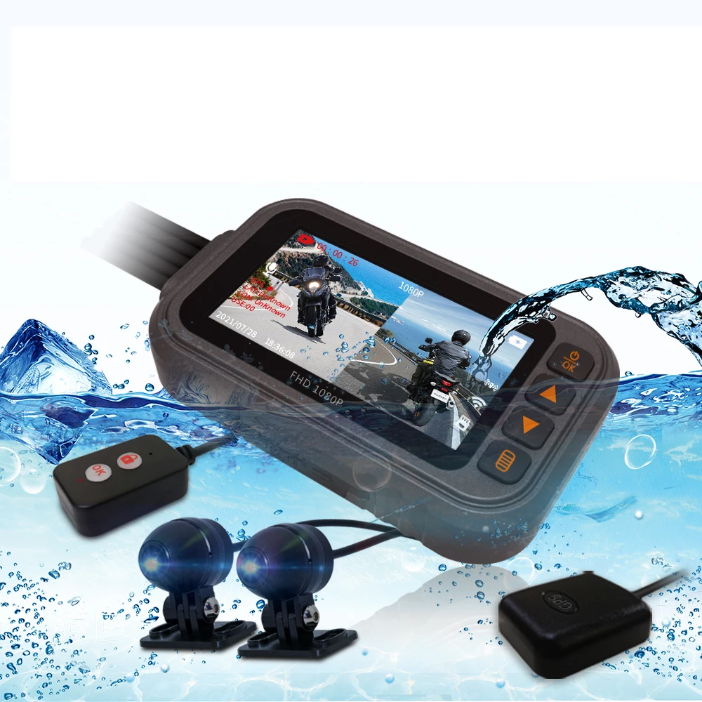 Dual Lens 1080P Gps Waterproof Ip67 Dvr Recorder Camara Moto Wifi Dash Cam For Motorcycle