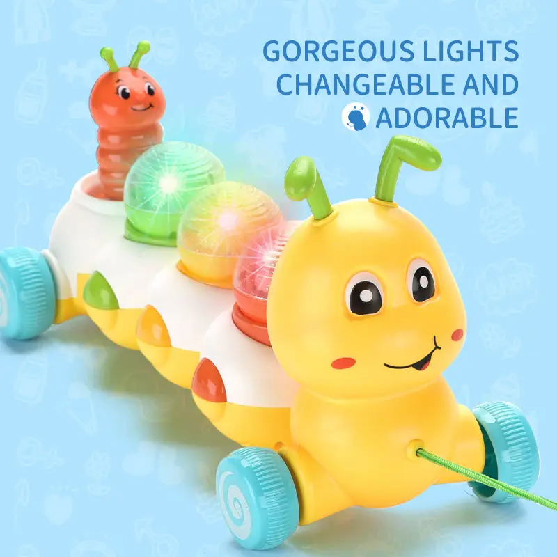 2024 Baby Funny Animal Educational Baby Toys Electric Walking Animal Insect Pull Line Toys For Toddler With Light And Music