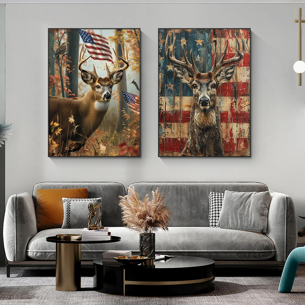Canvas wall art Living Room large wall decoration Office stretch canvas print painting elk picture art Hotel wall decoration