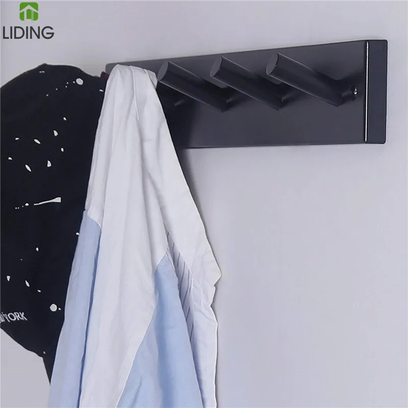 Bamboo 5 Hook Coat Rack Wall Mounted Key Cap & Hat Rack