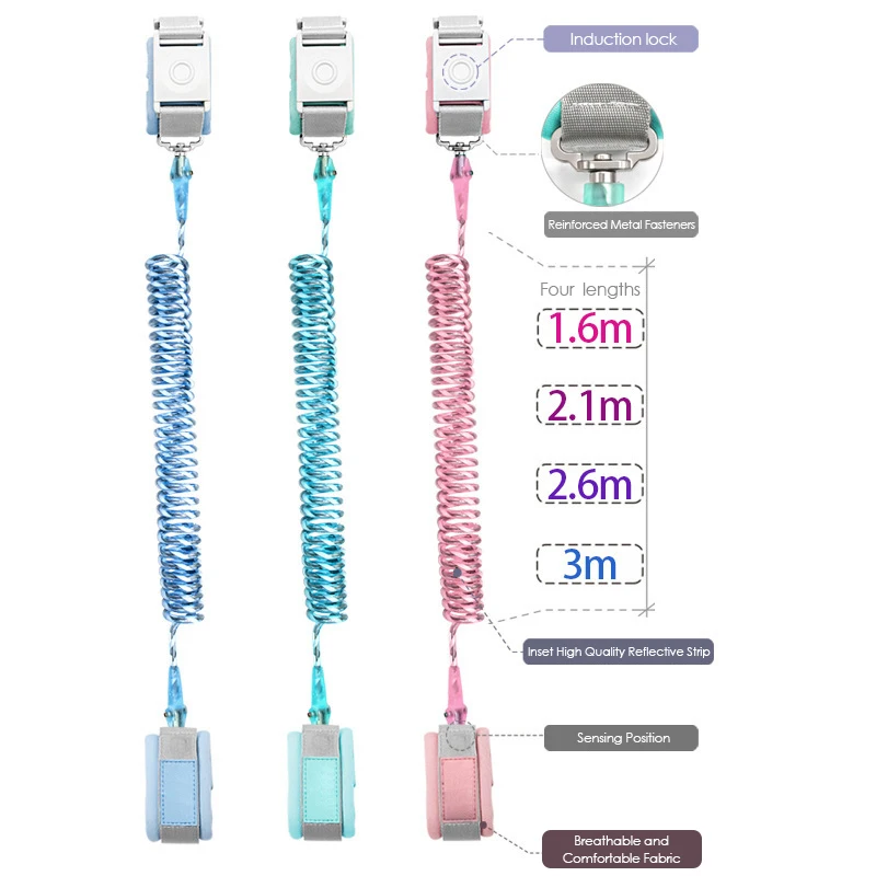 
Environment-Friendly PU Material Unbreakable High Elasticity 360 Degree Swivel Anti-loss Baby Anti Lost Wristband 