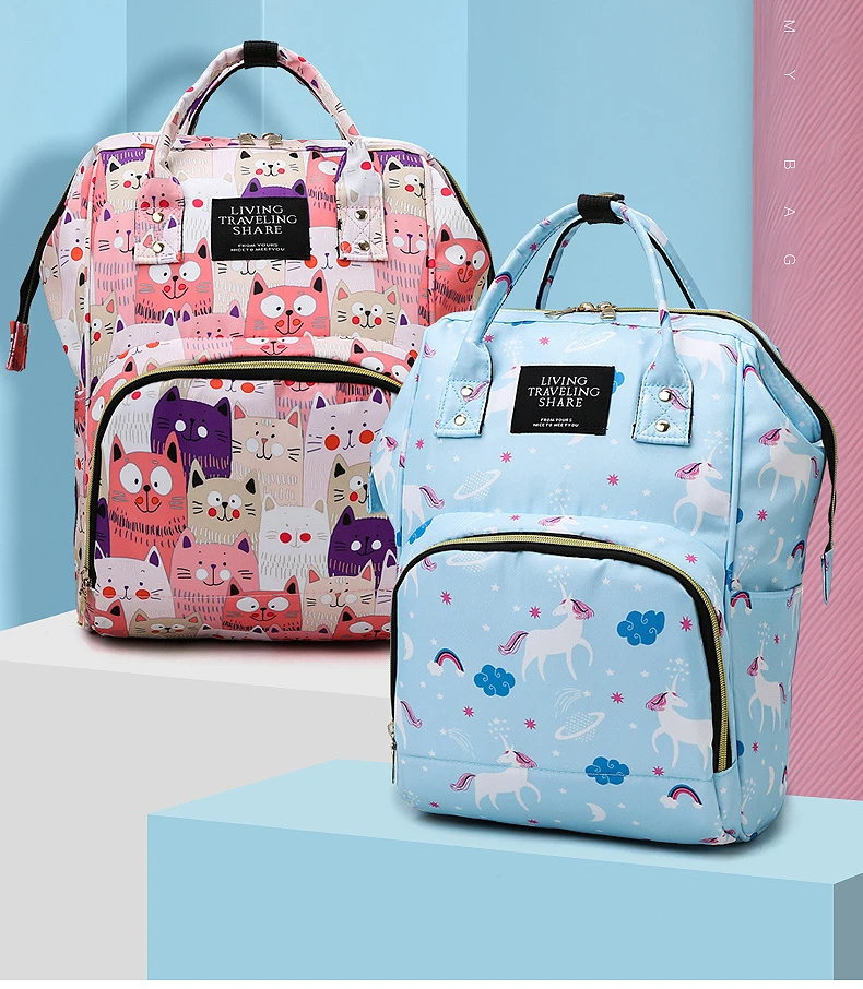 Large capacity Outdoor travel mother bag mummy Backpack cartoon printing mommy baby diaper bag backpacks