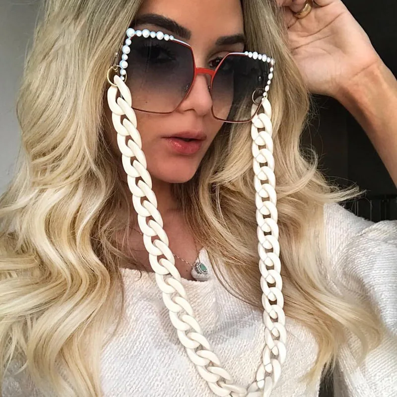 HOT Fashion Acrylic Reading Glasses Hanging Neck Chain Sunglasses Chain & Largands 18 Colors Glasses Chain sunglasses strap