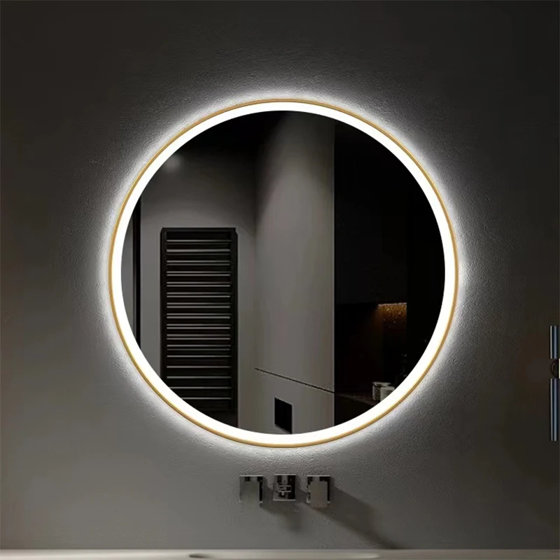 Круглое зеркало со светодиодом 3 варианта света для макияжа светодиодное освещение ванной комнаты асимметричное современный дизайн ручной работы