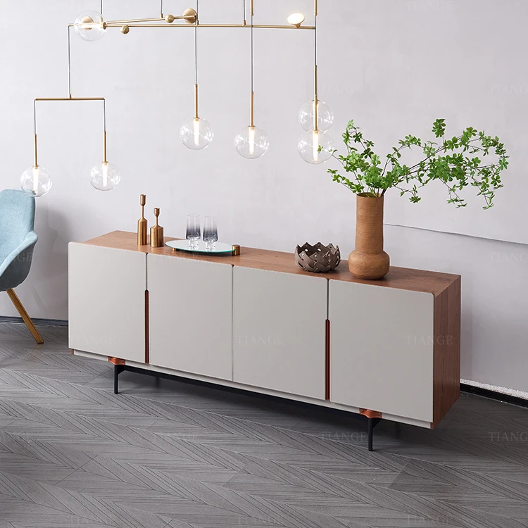 Luxury Contemporary Modern Living Room Furniture Saddle Leather Storage Sideboard Cabinets