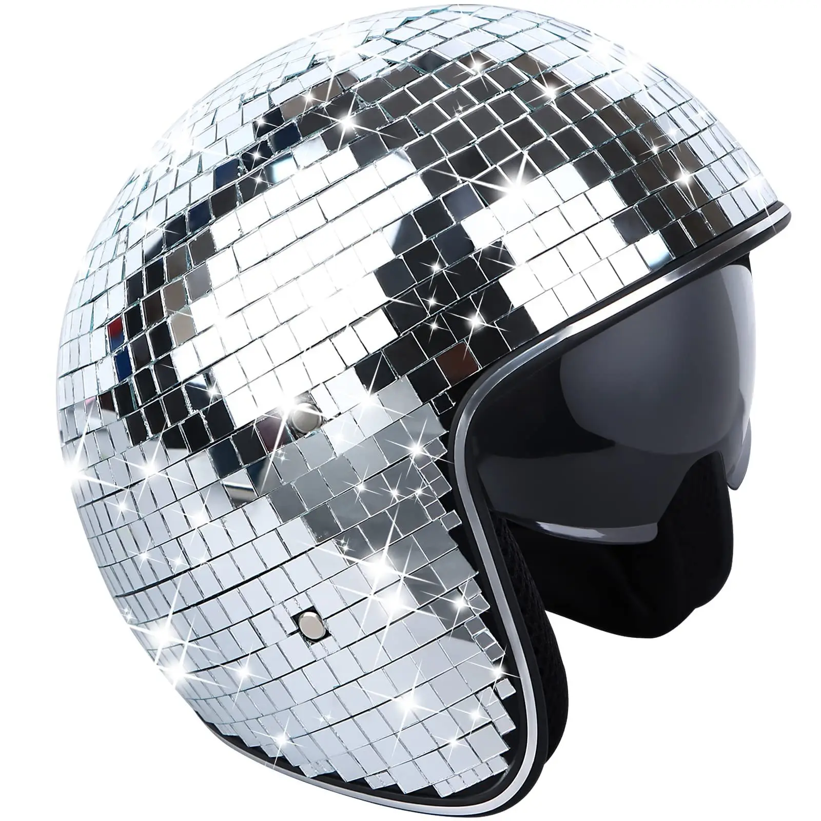 KayaTrek Disco Helmet with Retractable Visor Glitter Mirror Glass Punk Costume Hat for Bar DJ Club Party