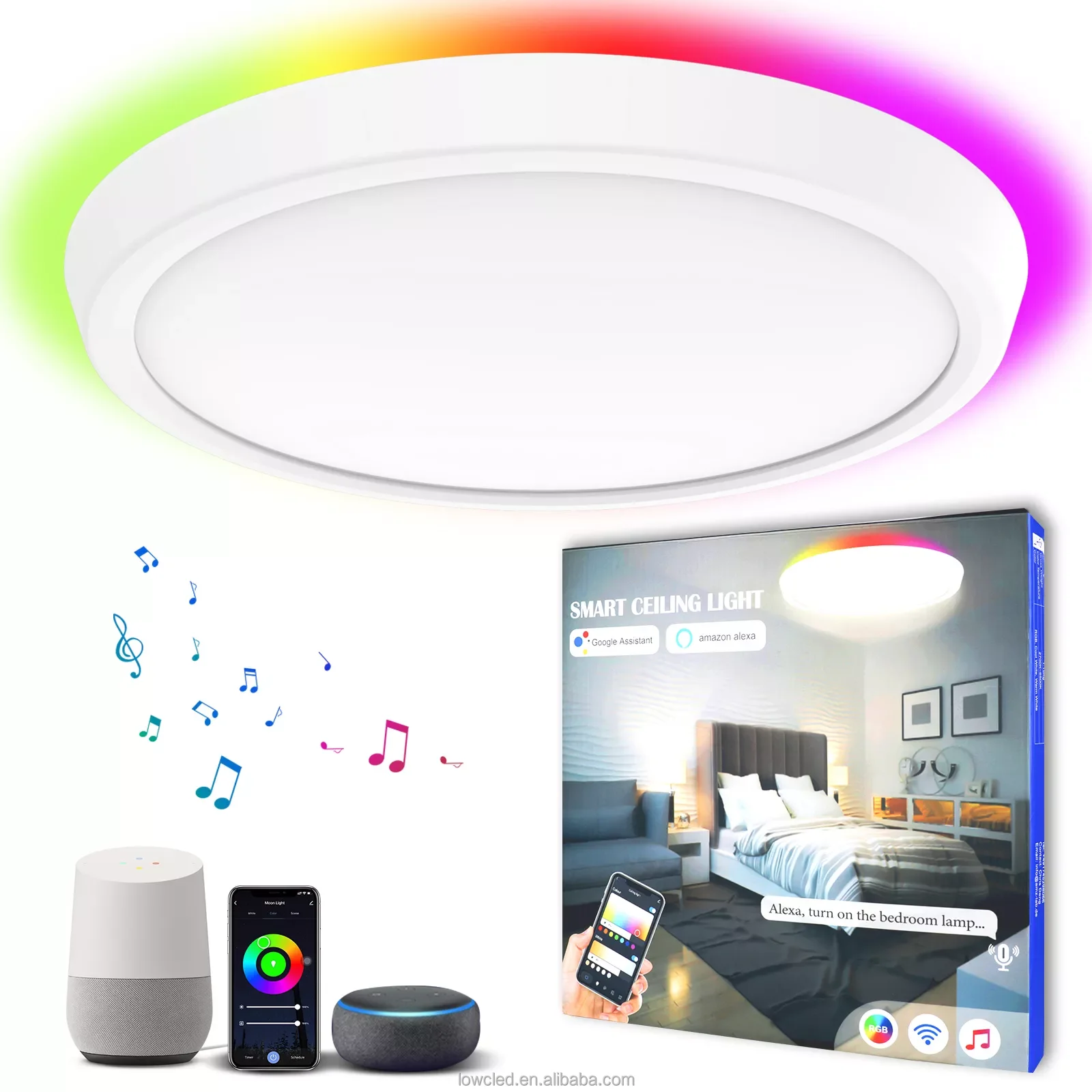 Tuya WiFi Smart LED Ceiling Light RGB Ceiling Lamp APP Voice Control with Alexa/Google for Living Room