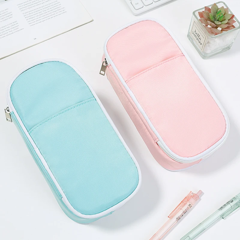 Custom Logo Multi-Functional Double Zipper Pencil Bag OEM Youth School Season Gift for School pencil case bag pouch stationary