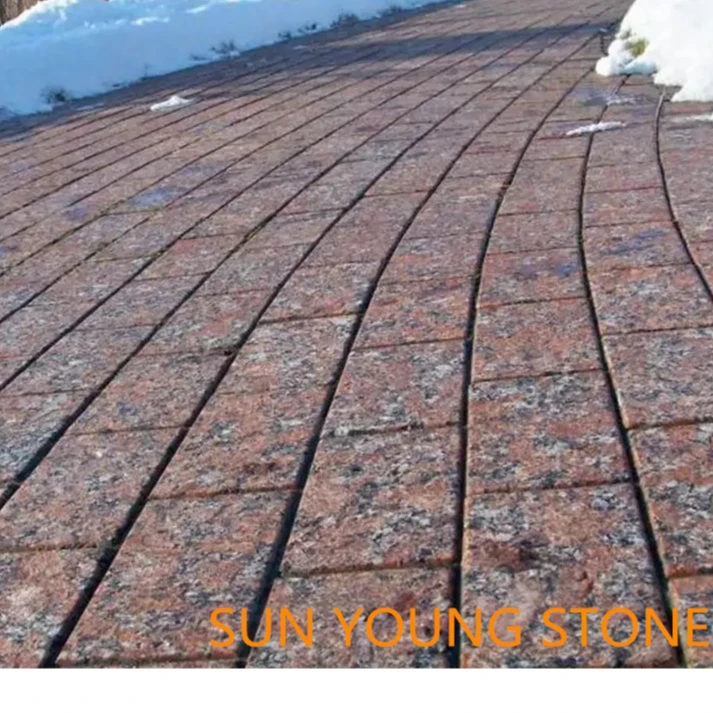 Factory Supply Natural Manga Red Granite Cobbles and Cube Stones for driveways pathways outdoor pavers granite setts