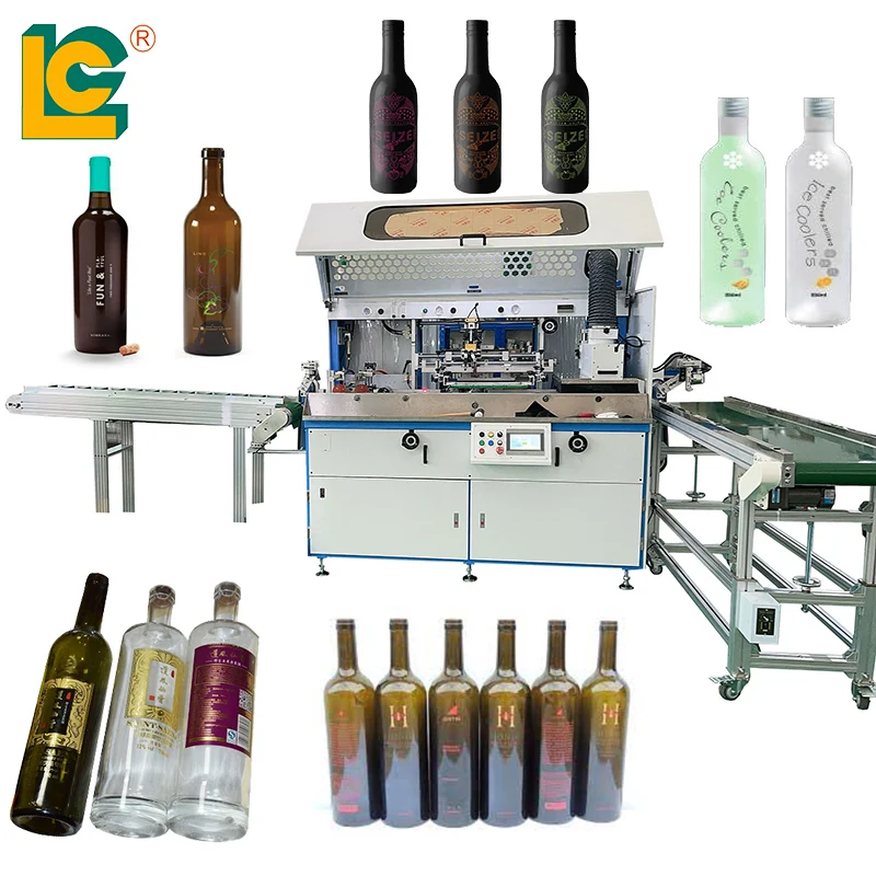 Glass Beverage Bottle Serigraphy Printing Machine Automatic Liquor Bottle UV Screen Printing Machine