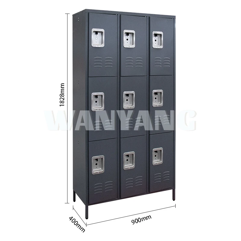 lockable foot hostel manufacturer 9 door changing room clothes school gym lock storage work cabinet steel metal american locker