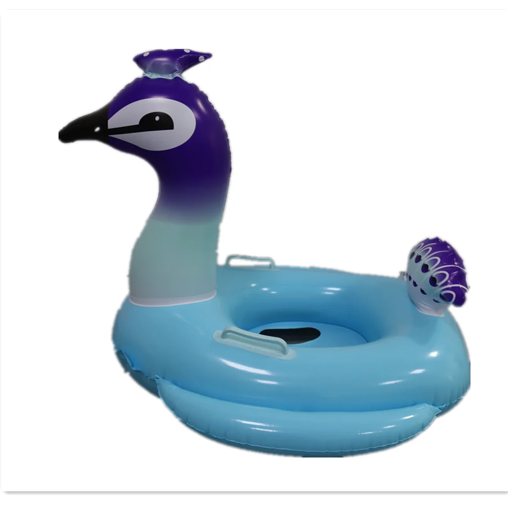 Kids Swimming Float Ring Custom  PVC Inflatable Peacock Swimming Ring Water Sports For Kids Children
