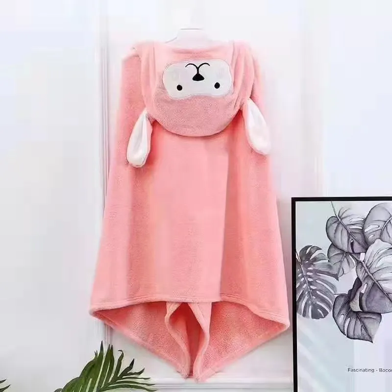 wholesale   Baby Bath Towel Flannel Fleece Cartoon Baby Hooded Poncho Towel