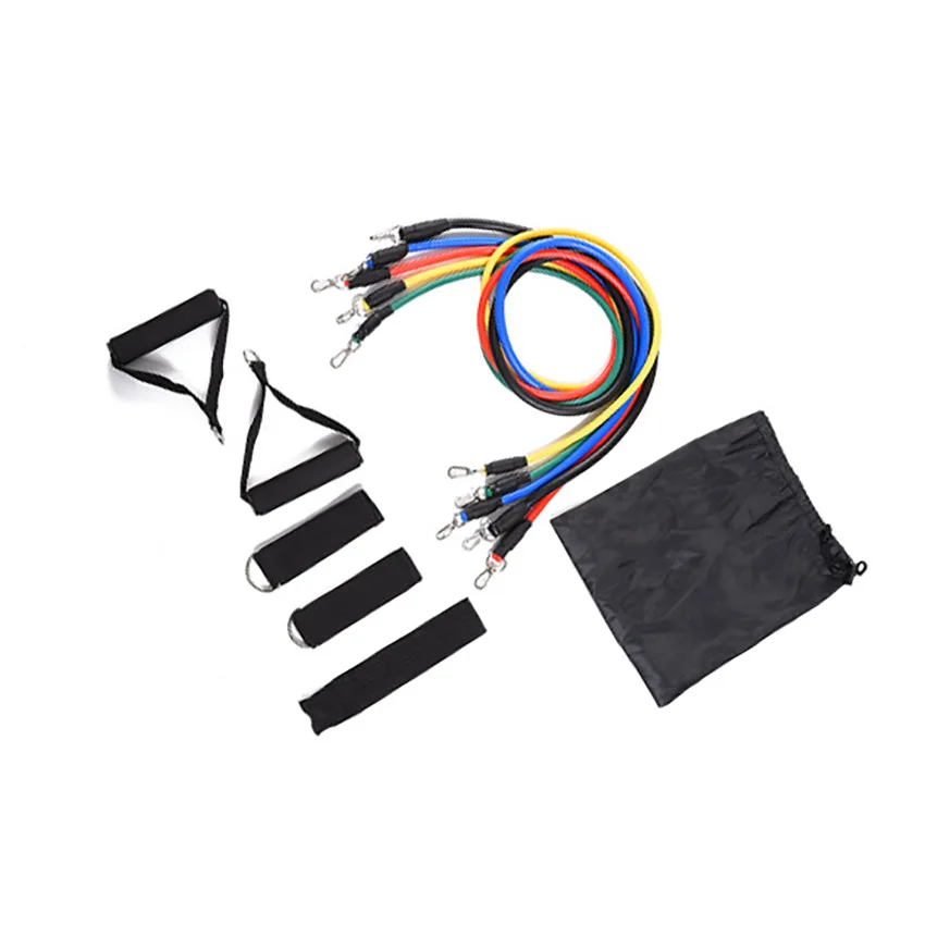 
High Quality Fitness Equipment Pilates Tubes 11 Piece Set Elastic Bands Gym Workout Resistance Bands 