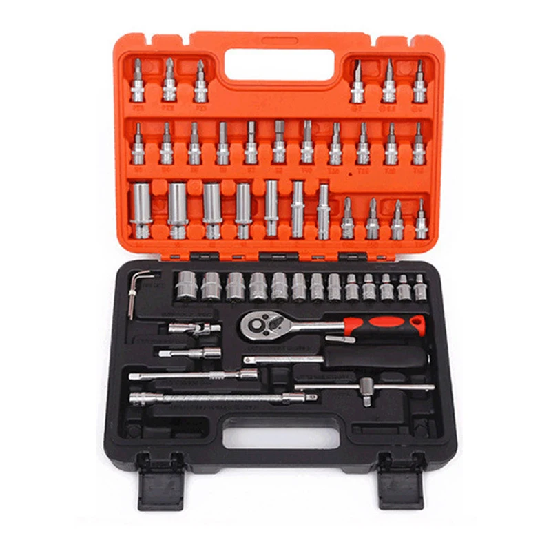 53pcs Spanner Car Repair Tool Box Universal Hardware Hand Tools Ratchet Wrench Socket Sets