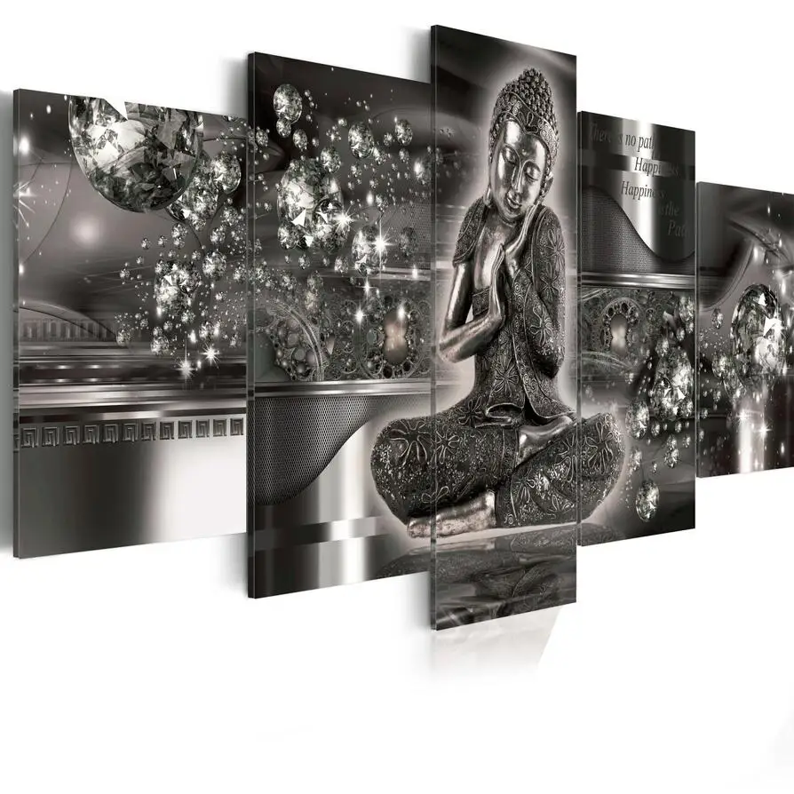 5 Piece Canvas Photo Prints Posters & Prints 3d buddha wall art canvas painting framed