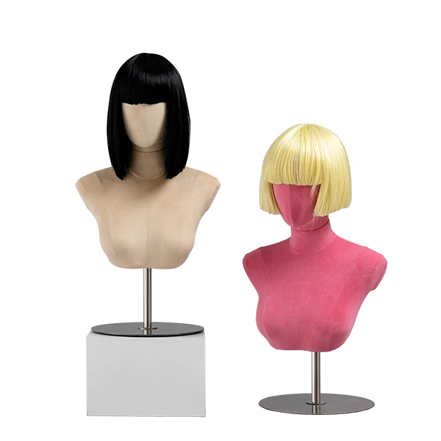 Colorful head mannequin hat wig display rack clothing store window display prop Jewelry necklace model stainless steel rack