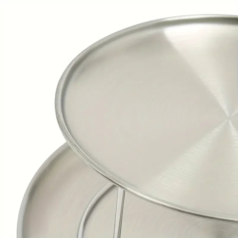 Stainless Steel 2-Tier Seafood Plate Serving Stand Dessert Serving Plate Snack Display Trays Food Holder Tower