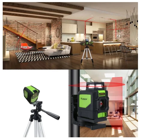 Huepar 901CR Self-leveling& automatic 360 Degree,Multi Outdoor 5 Lines Red Beam nivel Cross Laser Level
