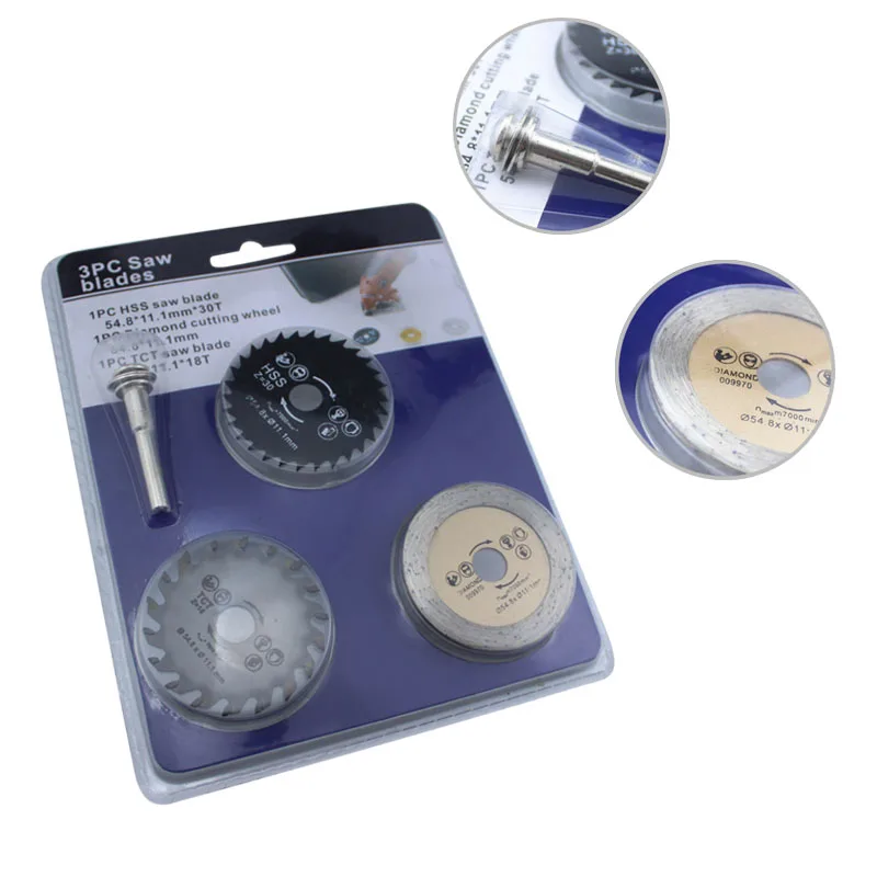 High speed steel cutting blade with shank mandrel HSS saw wheel 4-piece set of small electric accessory