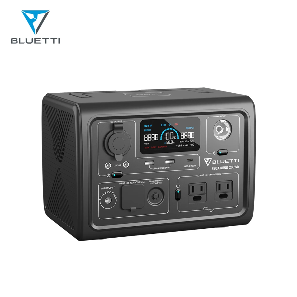 Bluetti EB3A портативный 268Wh 600 Вт LFP аккумуляторная станция для кемпинга аварийный источник питания солнечный