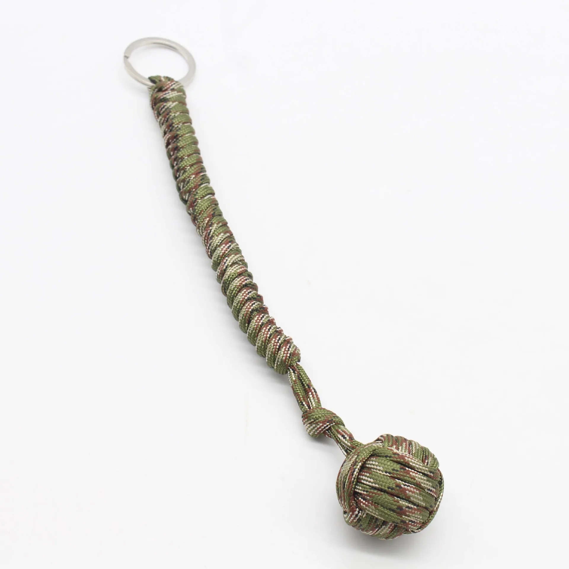 Custom Wholesale Survival Braided Knot Ball Custom Braided Lanyard Ball Monkey Fist Paracord Keychain With Key Ring