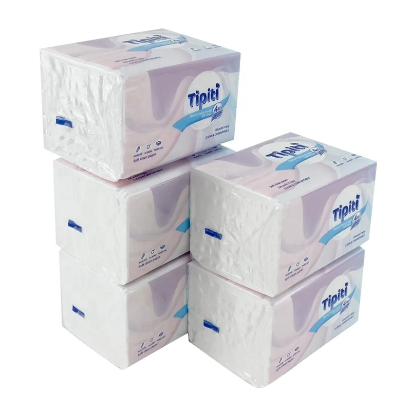 Tipiti Home Use Wood Pulp 4ply Tissue Paper Wholesale Non Fluorescent Quality Facial Tissue Paper