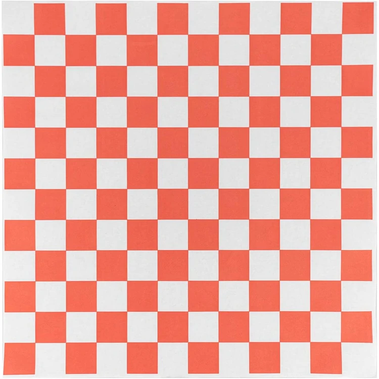 
Fast Food Package Tissue Checkered Burger Printed Hot Waxed Sheet Food Grade Biodegradable Pulp Coated Paper Food Wrap 