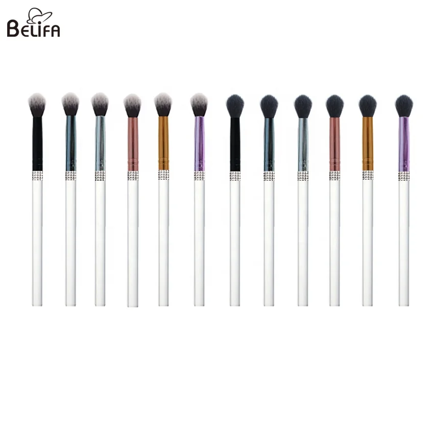 Private label soft rose gold acrylic crystal handle makeup eye shadow blending brush rhinestone diamond eyelash cleansing brush