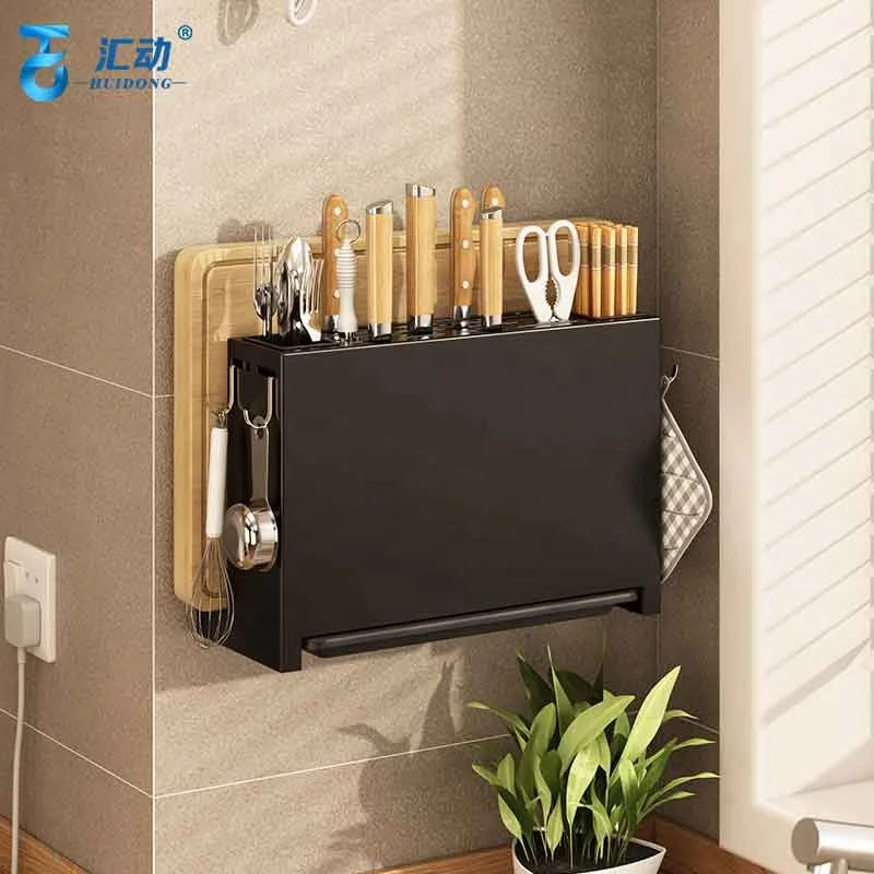Wall-mounted Kitchen tool rack knife fork chopsticks chopping Borad rack countertop multifunctional drain storage rack