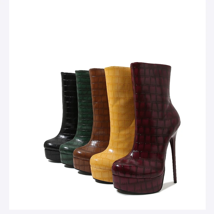 Plus Size 46 Woman Boots New Arrivals 2023 Luxury Animal Print Boots 15CM Patent Leather Heels Zip Shoes For Women Winter Boots