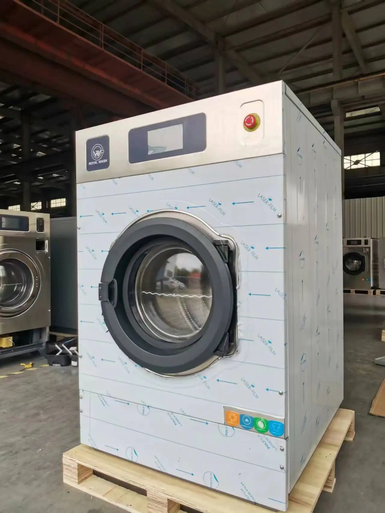 Commercial Rigid Washer Extractor Touch Screen Control Panel Support 8 Languages Laundry Machine Adopt Top Detergent Box