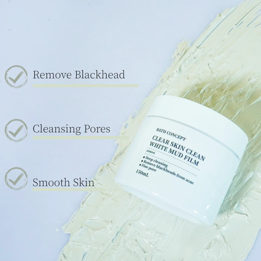 OEM Wholesale Custom Oil Control Clean White Clay Mask Manufacture Mud Remove Blackhead Moisturize Facial Mask Supplier